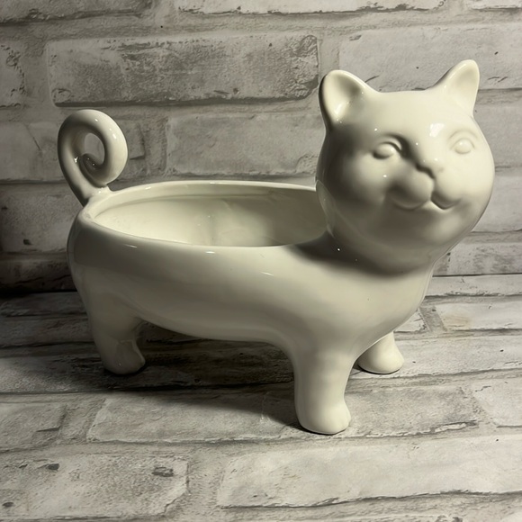 Pier 1 Other - Pier 1 White Dolomite cat planter dish
